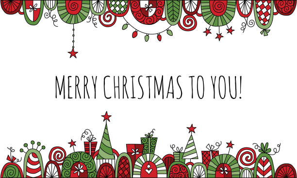Merry Christmas to You with Hand Drawn Vector Doodle Border vector art illustration