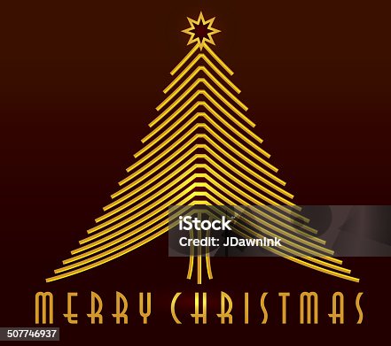 istock Merry Christmas Tree Art Deco greeting design template 507746937