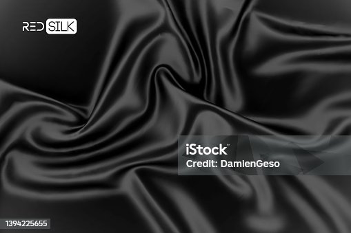 istock Mesh Black silk in realistic style. Black background fabric design. Realistic vector EPS 10 1394225655