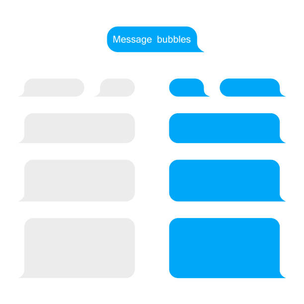 пузыри сообщений дизайн шаблона для чата или веб-сайта messenger. современный вектор иллюстрация плоский стиль - text message bubble stock illustrations