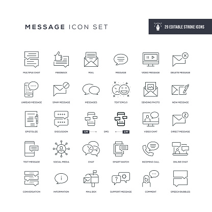 Message Editable Stroke Line Icons