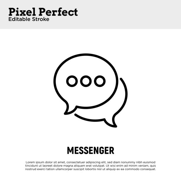 Messenger thin line icon: two speech bubbles. Chat. Modern vector illustration. vector art illustration