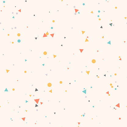 Messy seamless pattern with dots and triangles.