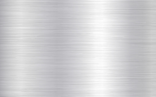 Metal background. Silver steel texture. Brushed stainless sheet. Bright polish plate with reflection. Realistic industrial texture. Aluminum panel. Vector illustration