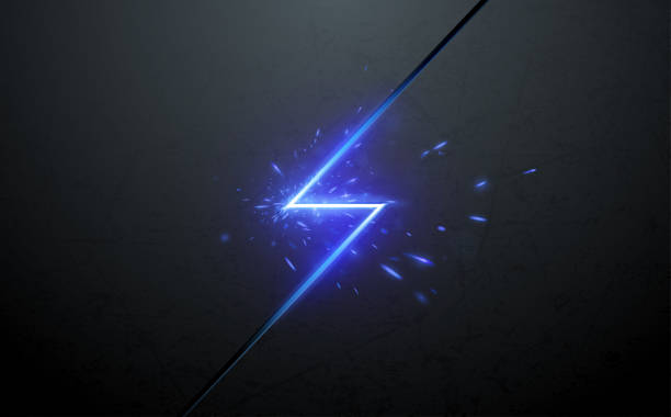 Metal background with lightning and sparks Metal background with lightning and sparks in vector lightning designs stock illustrations