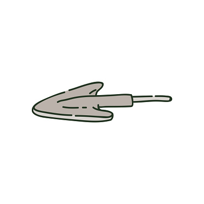 Metal screw arrowhead or spear tip in sketch style