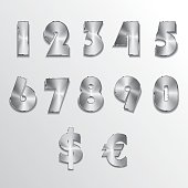 Alphabet Number in Metallic style.