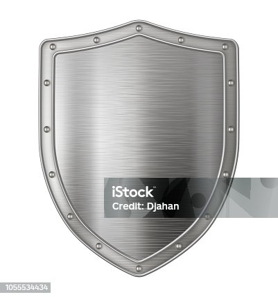 istock Metallic silver shield 1055534434