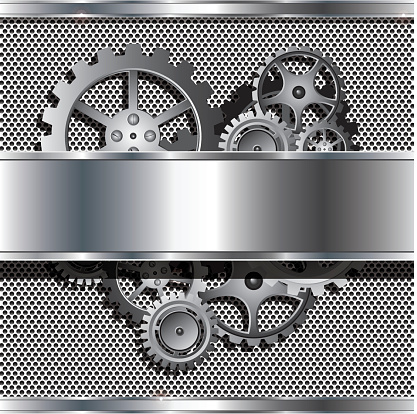 Metallic texture and stainless steel with cog gears