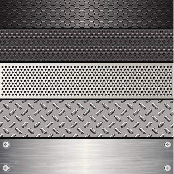 Metallic Texture Set (Pattern) A Metallic Texture Set illustration. All elements are separate. No transparent and mesh layer. Hi-Res jpeg included. Very hight detailed. metal patterns stock illustrations