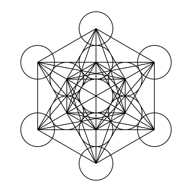 Metatrons Cube, a symbol, derived from the Flower of Life vector art illustration