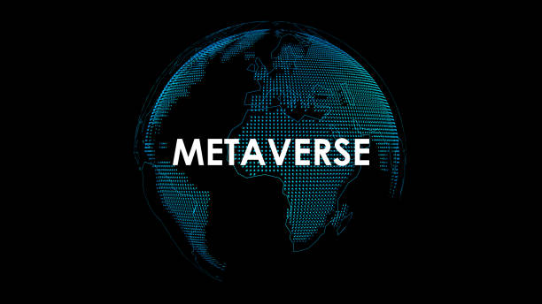 technologia metaverse cyfrowej rzeczywistości wirtualnej z hologramem 3d globe, ilustracja wektorowa - metaverse stock illustrations