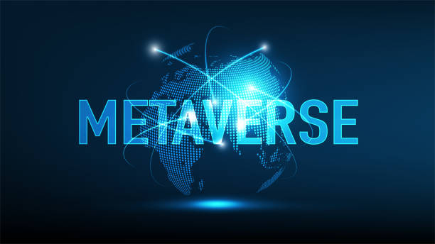 메타버스 디지털 월드 스마트 미래 인터페이스 기술 배경, 벡터 일러스트레이션 - metaverse stock illustrations