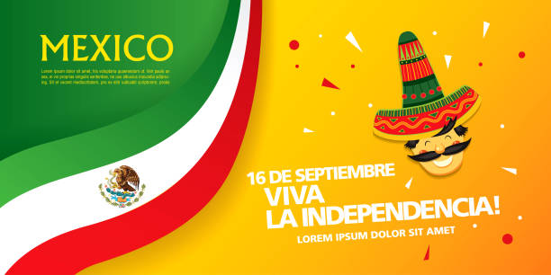 Mexican banner layout design. Viva Mexico holiday Vector illustration of a banner for holiday independence day of Mexico viva mexico stock illustrations