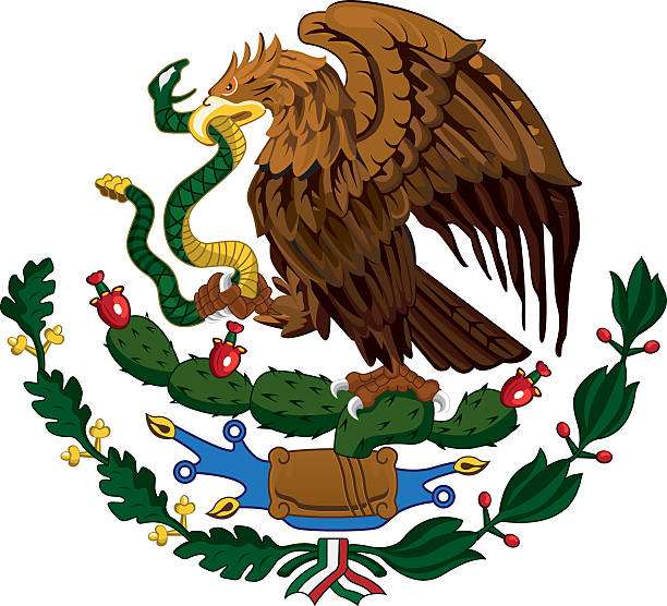 мексиканский щит герба - coat of arms of mexico stock illustrations.