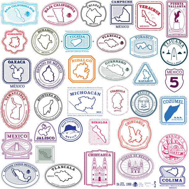 멕시코 국가 우표 및 그래픽 - tijuana stock illustrations