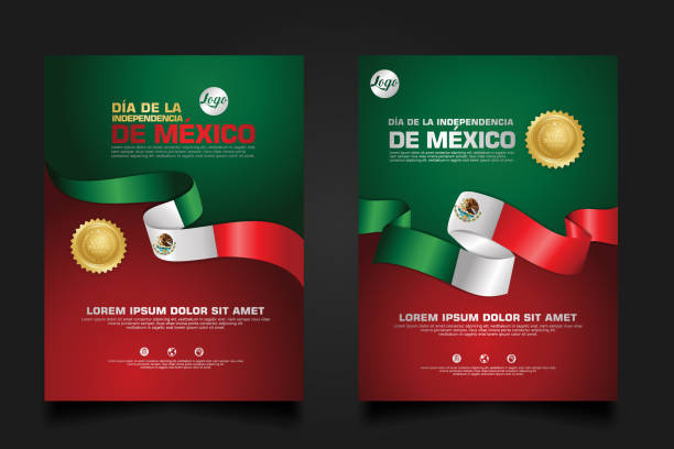 Mexico happy Independence Day background template Mexico happy Independence Day background template for elements material design a poster, leaflet, brochure, flayer, cover books and others users mexican independence day stock illustrations