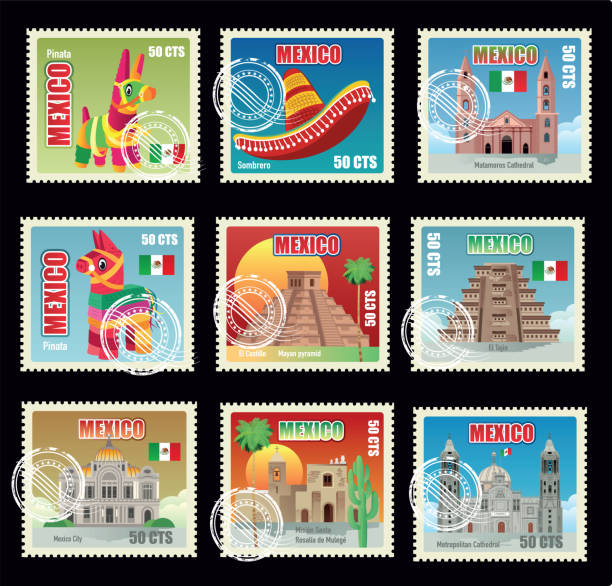 멕시코 우표 - tijuana stock illustrations