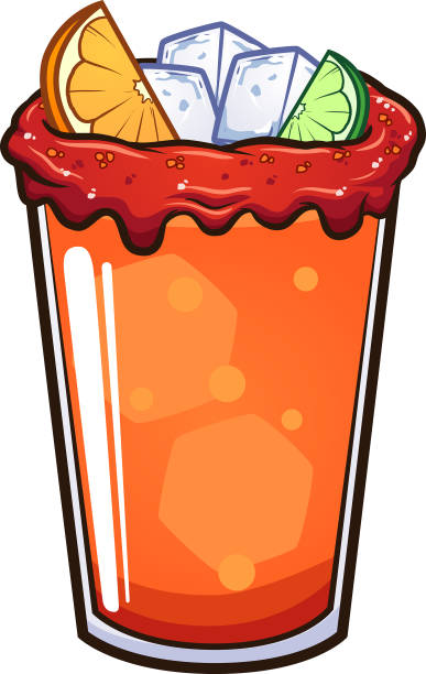 ilustraciones, imágenes clip art, dibujos animados e iconos de stock de michelada drink - fruta con chamoy