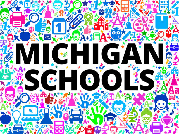 Michigan Schools School and Education Vector Icon Background Michigan Schools School and Education Vector Icon BackgroundWyoming Schools School and Education Vector Icon Background. The main object of this royalty free illustration is the key word surrounded by school and education vector icon pattern. The icons vary in size and color and are very vivid. This illustration is conceptual and is perfect for school and education industries. Each icon can be used independently from the background set. michigan football stock illustrations