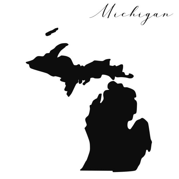 Michigan vector map black silhouette isolated vector art illustration
