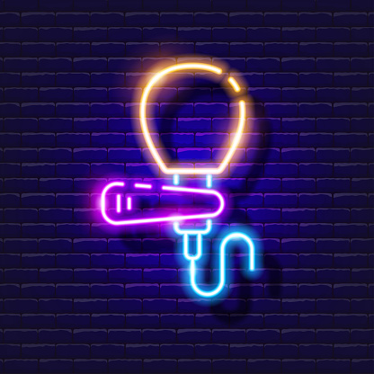 Microphone for video shooting neon icon. Photo and video concept. Vector illustration for design, website, decoration, online store.