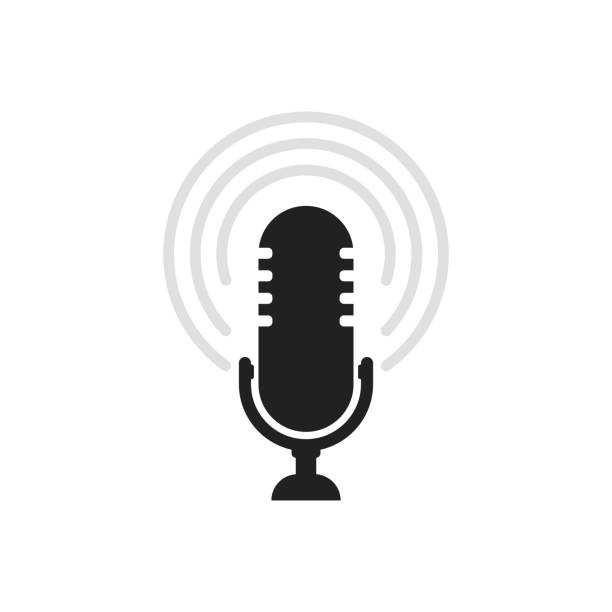mikrofon-icon. lautsprechervektor. schallzeichen isoliert auf weißem hintergrund. einfache illustration für web-und mobile plattformen - podcast stock-grafiken, -clipart, -cartoons und -symbole