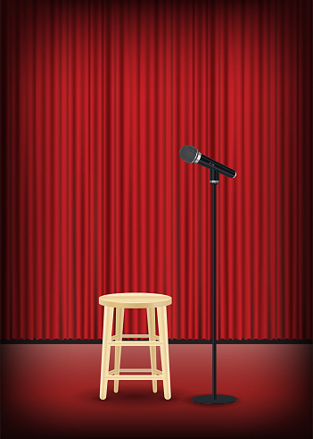 Microphone With Round Chair On Stage Show Stock Illustration