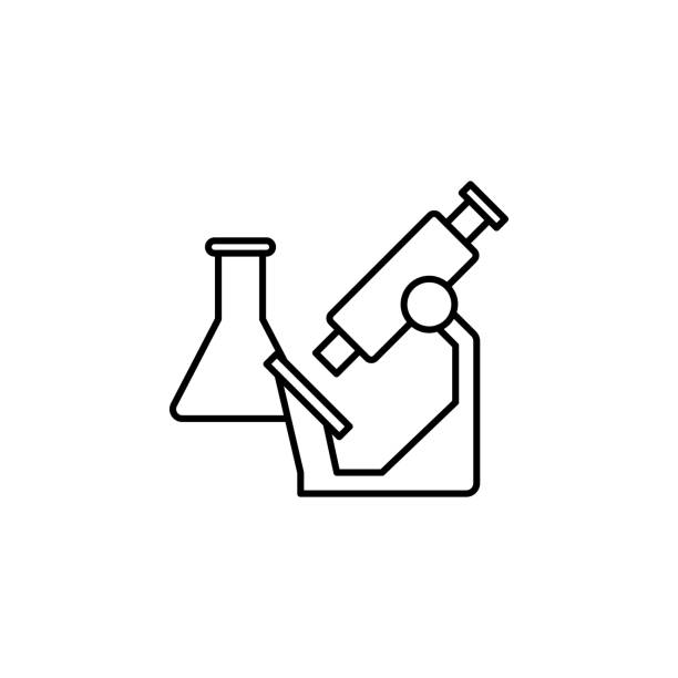ilustrações de stock, clip art, desenhos animados e ícones de microscope icon. element of sturt up icon for mobile concept and web apps. thin line microscope icon can be used for web and mobile - sturm
