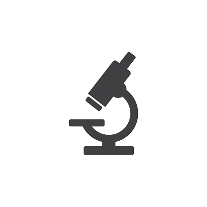 Microscope icon. Medical diagnostics, laboratory, research, education, study. Vector illustration. Equipment for medical research, laboratories. Isolated