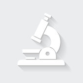 istock Microscope. Icon with long shadow on blank background - Flat Design 1370870338