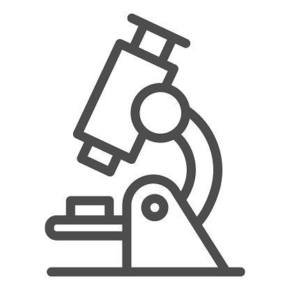 Microscope line icon, education concept, Biochemistry and microbiology equipment sign on white background, Microscope icon in outline style for mobile concept, web design. Vector graphics