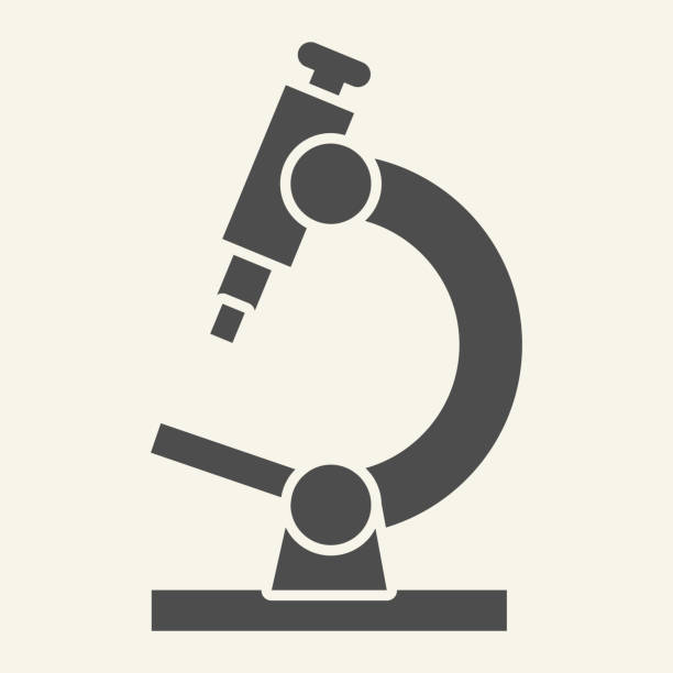 mikroskop-volumen-symbol. wissenschaftliche mikroskop-glyphen-stil piktogramm auf weißem hintergrund. pharmazie- und wissenschaftsforschungstool für mobiles konzept und webdesign. vektorgrafiken. - mikroskop stock-grafiken, -clipart, -cartoons und -symbole