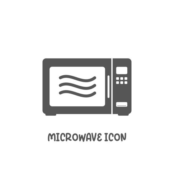 Microwave icon simple flat style vector illustration. Microwave icon simple silhouette flat style vector illustration on white background. microwave stock illustrations