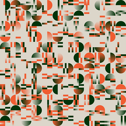 Mid-Century Modern Art Inspired By Bauhaus Style Abstract Vector Pattern Design
