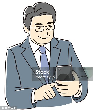 istock Middle-aged and older businessmen operating smartphones 1365742251