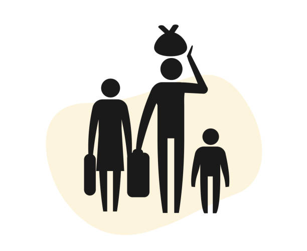семья трудящихся-мигрантов - икона - migrants stock illustrations
