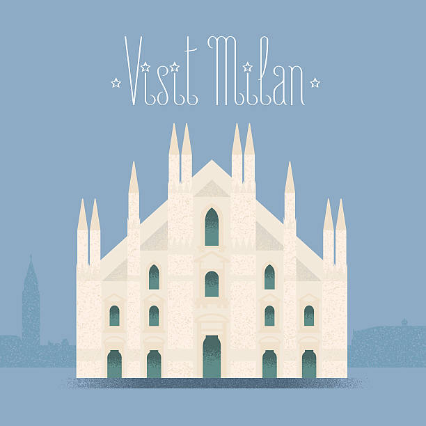 stockillustraties, clipart, cartoons en iconen met milan, milano cathedral vector illustration, design element, background - milan
