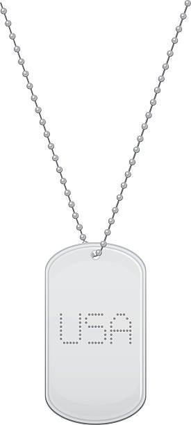 Military Armed Forces Dog Tags Military Armed Forces Dog Tags. Blank Dog tag necklace used by the soldiers of the United States of America. Vector Illustration. military borders stock illustrations