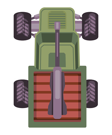 Military armored vehicle top view graphic game asset truck with gun
