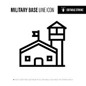 istock Military Base Editable Stroke Line Icon 1306818946