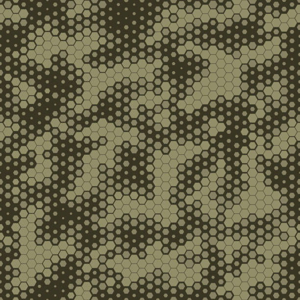 illustrations, cliparts, dessins animés et icônes de modèle seamless camouflage militaire, fond de grille hexagonale. peau de serpent style vert camo - camouflage ukraine