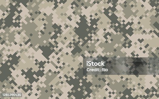istock Military Digital Pixel Camouflage Background Pattern 1285390435