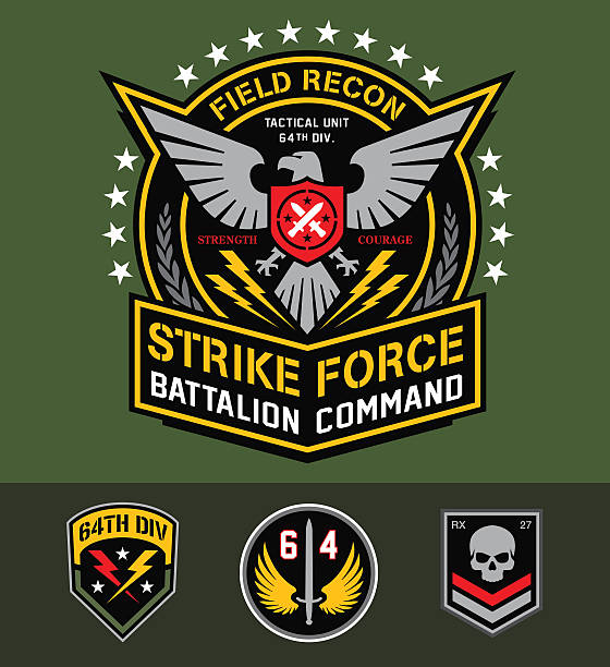 Military eagle graphic set Original, military-inspired graphic set.  Vector eps for easy editing. special forces stock illustrations