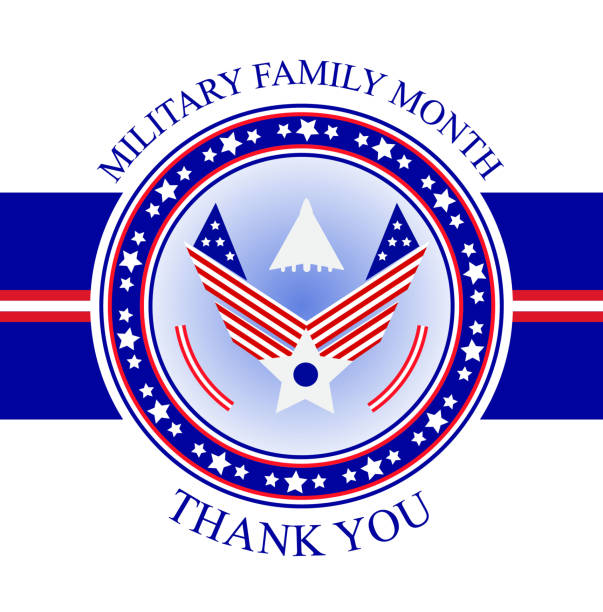 Military Family Appreciation Month in United States. National event is celebrated in November. Military Family Appreciation Month in United States. National event is celebrated in November. Patriotic American emblem vector with air force paraphernalia for poster, flyer, card, banner, background. us air force stock illustrations