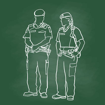 Military Policeman And Woman Chalkboard