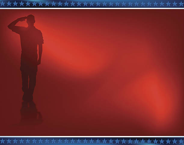 US Military Soldier, Salute Background Graphic silhouette background illustration of a US Military Soldier, Salute. Check out my "World War Two" light box for more. memorial day background stock illustrations