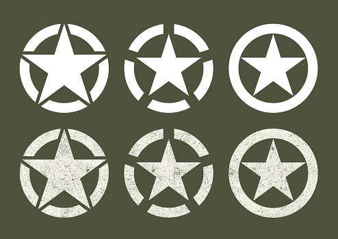 Different U.S Military stars in clean and sray paint version