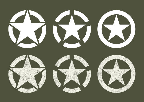 U.S Military stars Different U.S Military stars in clean and sray paint version military icons stock illustrations