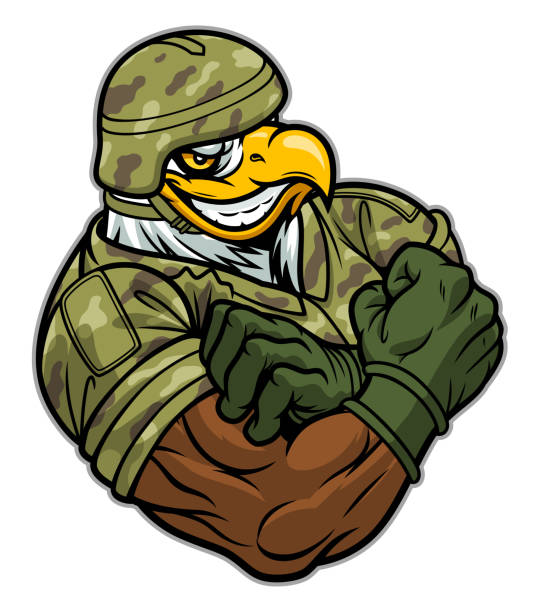 stockillustraties, clipart, cartoons en iconen met militaire sterke eagle - eagle cartoon